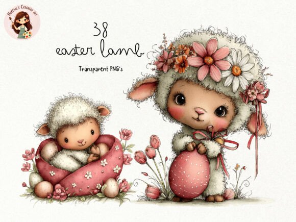 Adorable Easter Lamb PNG Clipart: A Whimsical Spring Bundle