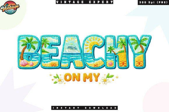 Beach on My Crochet Yarn Faux PNG for Summer Designs