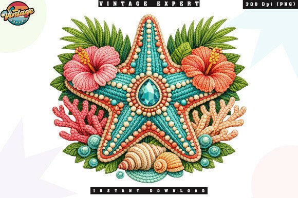 Capturing Coastal Charm: The Summer Starfish Crochet Yarn PNG