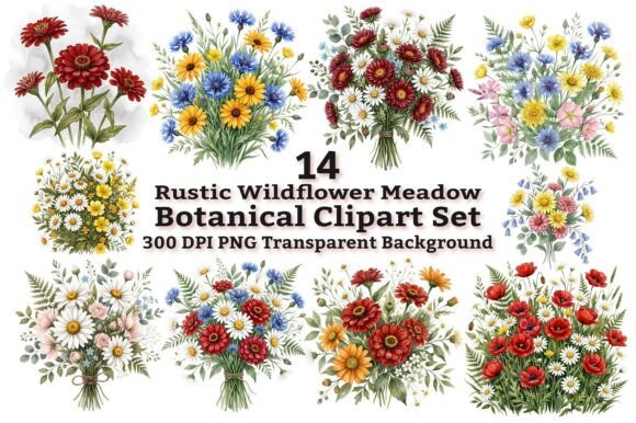 Capturing Countryside Charm: The Rustic Wildflower Botanical Clipart
