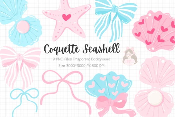 Coquette Seashell Summer Clipart PNG: A Soft Coastal Aesthetic
