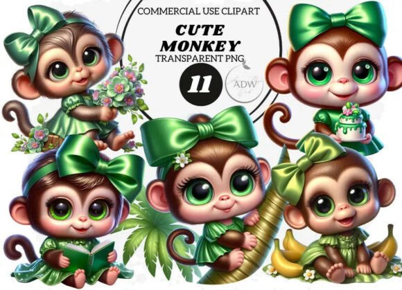 Cute Monkey: A Playful Clipart for Creative Projects
