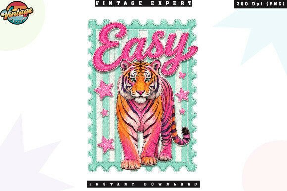 Easy Tiger Pink Coquette Patchwork PNG: A Sweet Roar