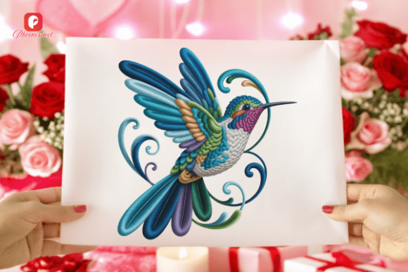 Elegant Bird Floral Hummingbird PNG: A Vintage Design Asset