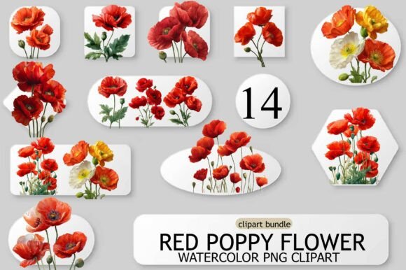 Elevate Your Designs with Watercolor Red Poppy Flower Clipart