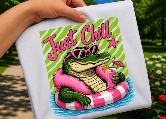 Funny Alligator Summer Preppy Stripe: A Design Asset with Attitude