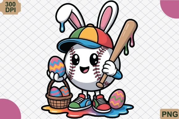 Funny Easter Baseball Bunny PNG: A Sporty Easter Design