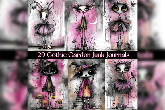 Gothic Autumn Garden Junk Journals: A Dark Floral Design Collection