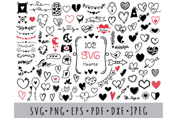 Hearts SVG Bundle: Valentine Day Doodle Artistry