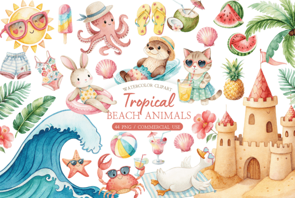Island Inspiration: Elevate Projects with Tropical Animals Clipart