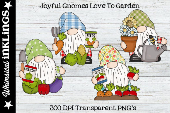 Joyful Gnomes Love to Garden Clipart: Whimsy for Your Projects