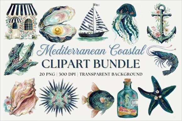 Mediterranean Coastal Watercolor Clipart: A Designer's Guide