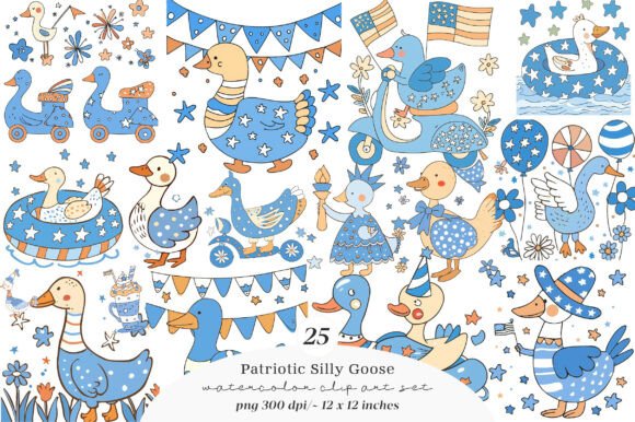 Patriotic Silly Goose PNG Clipart: Fun & Festive Designs