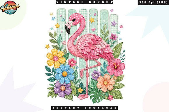 Pink Flamingo Floral Patchwork: Your Go-To Summer Design Asset