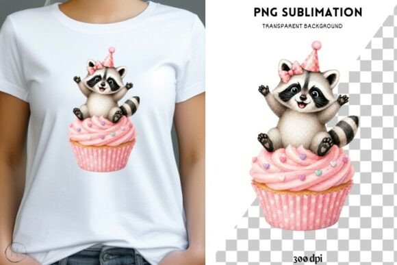 Raccoon Cupcake PNG: Adorable Design for Birthday Projects