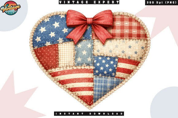 Stitching Together Tradition: The Patriotic Heart Patchwork USA PNG