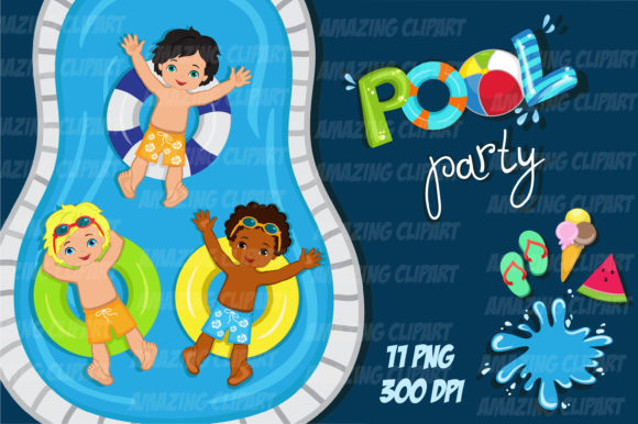Summer Fun in Pixels: Designing with Pool Party Clipart Boys