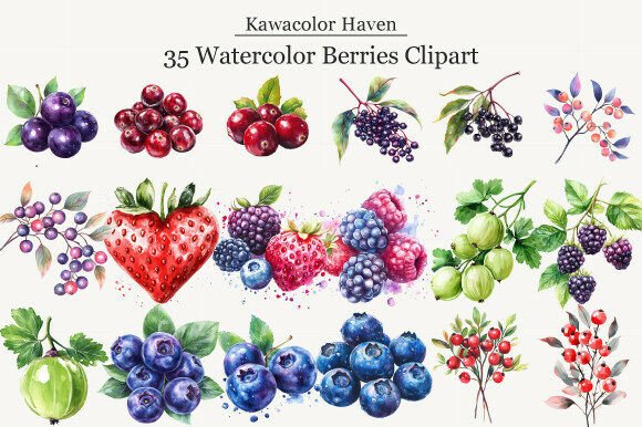 Watercolor Berries Clipart: A Fresh Addition to Your Design Toolkit