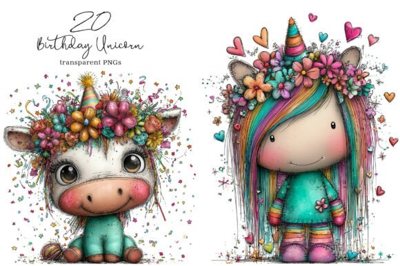 Whimsical Birthday Unicorn PNG Clipart: A Creative Toolkit