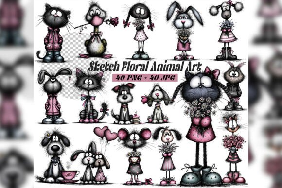 Whimsical Floral Animal Clipart Set for Dreamy Designs