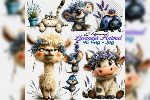 Whimsical Lavender Animal PNG Clipart: A Designer's Dreamy Asset