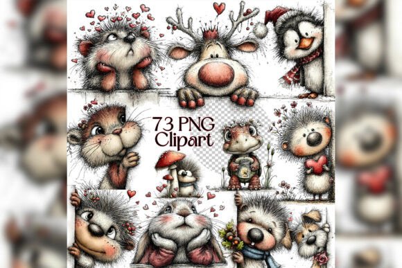 Whimsical Peeking Reindeer Clipart Set: Add Cozy Winter Charm