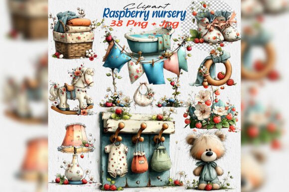 Whimsical Raspberry Nursery Clipart Baby: A Sweet Design Resource