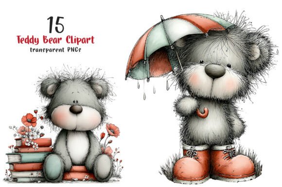 Whimsical Teddy Bear Clipart for Creative Projects